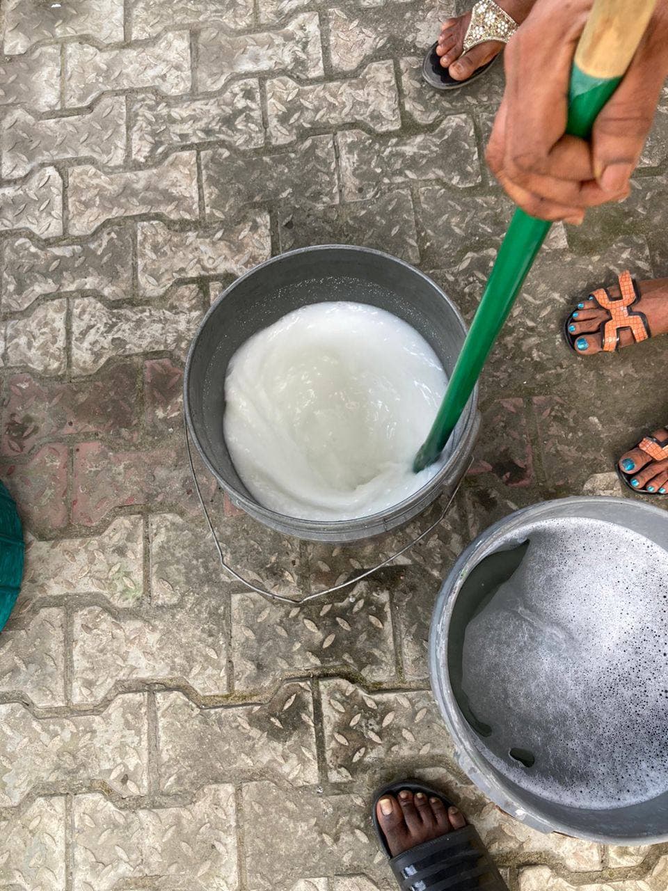 A freshly mixed soap batch being prepared